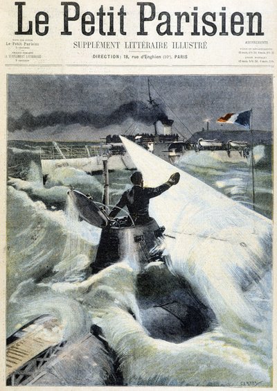 Experiência do submarino "Le Morse" - em "Le Petit Parisien" de 11/08/1901 de (after) Carrey