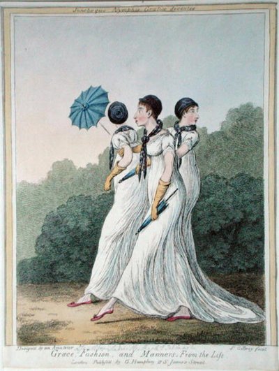 Grace, Fashion and Manners from Life, gravado por James Gillray (1757-1815) publicado por G. Humphrey (gravura colorida à mão) de (after) English School