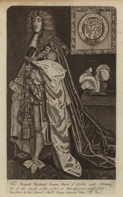 James II e VII, Rei da Inglaterra, Escócia e Irlanda, quando Duque de York (gravura) de (after) English School