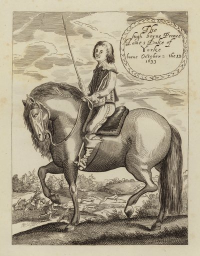 James II e VII, Rei da Inglaterra, Escócia e Irlanda, quando Duque de York (gravura) de (after) English School