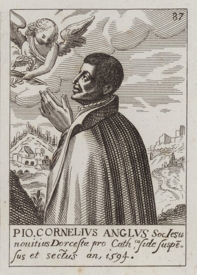 John Cornelius, padre católico jesuíta inglês e mártir (gravura) de (after) English School