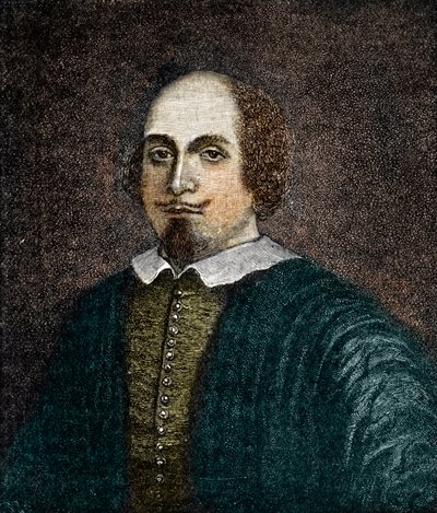 Retrato do dramaturgo inglês William Shakespeare (1564-1616) Gravura depois de uma pintura anónima do século XVIII de (after) English School