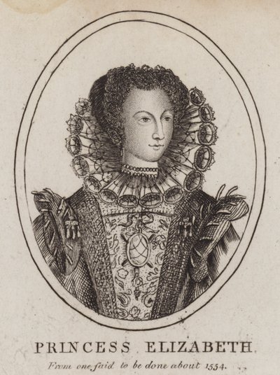 Princesa Isabel, filha do Rei Henrique VIII e Ana Bpleyn (gravura) de (after) English School