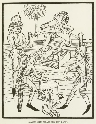 Raymondin mede a sua terra (gravura) de (after) English School