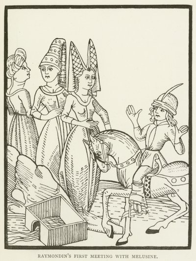 Primeiro encontro de Raymondin com Melusine (gravura) de (after) English School