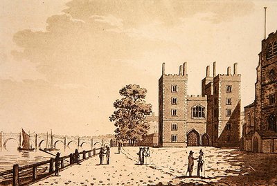 Vista do Palácio de Lambeth, c.1800 (aquatinta) de (after) English School