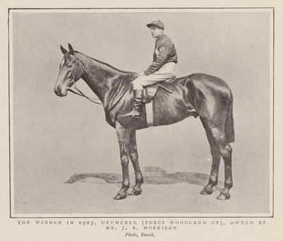 Drumcree, vencedor do Grand National de 1903 (fotografia a preto e branco) de (after) English photographer
