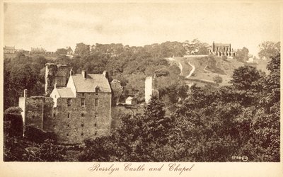 Castelo e Capela de Rosslyn (foto a p/b) de (after) English photographer