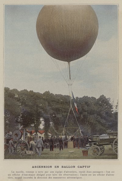 Ascensão en Ballon Captif (foto colorida) de (after) French Photographer