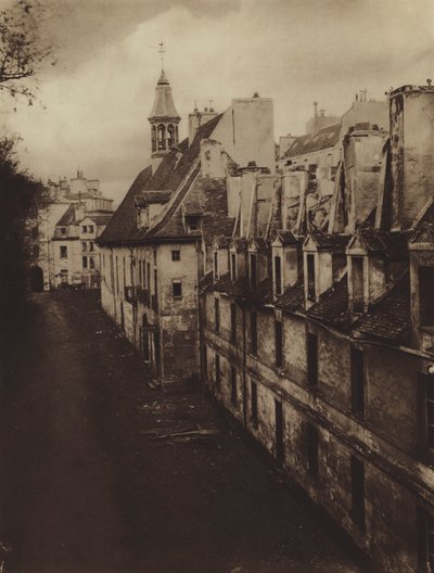 O interior do Hospice des Menages em 1868 (foto a p/b) de (after) French Photographer