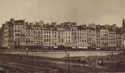 Quai Le Pelletier por volta de 1855, agora parte do Quai de Gesvres (foto a p/b) de (after) French Photographer