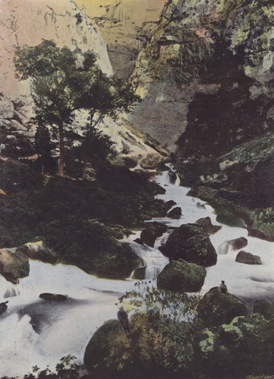 Nascente do rio Sorgue na Fontaine de Vaucluse (foto colorida) de (after) French Photographer