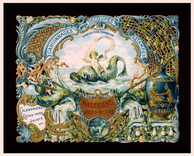 Cartão publicitário das tipografias Mazerand, Cirey-sur-Vezouze, França (cromolitografia) de (after) French School