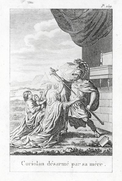 Coriolanus desarmado pela sua mãe (gravura) de (after) French School