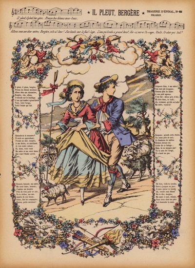 Il Pleut, Bergere (gravura a cores) de (after) French School