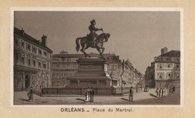 Orleães: Place du Martroi (litografia) de (after) French School