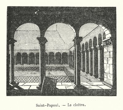Saint-Papoul, O claustro (gravura) de (after) French School