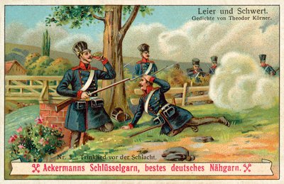 Canção de beber antes da batalha (chromolitho) de (after) German School