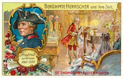 Frederico o Grande da Prússia e um concerto de flauta (chromolitho) de (after) German School