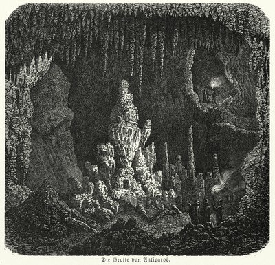 Gruta de Antiparos, Grécia (gravura) de (after) German School