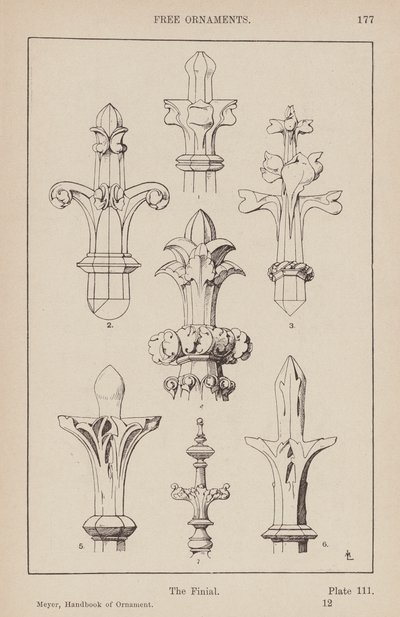 Ornamento: Free Ornaments, The Finial (gravura) de (after) German School