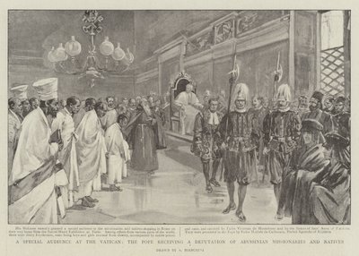 Audiência Especial no Vaticano, o Papa recebe uma Deputação de Missionários Abissínos e Nativos (litho) de (after) Italian School