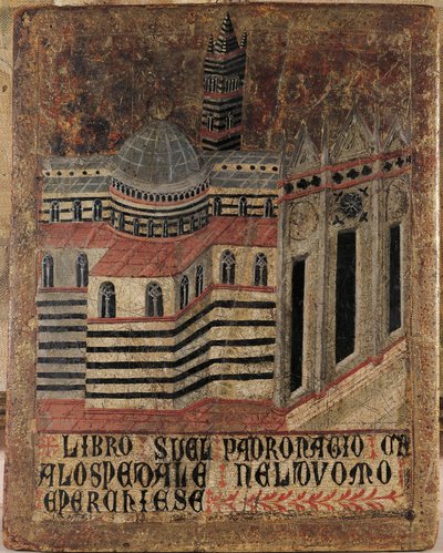 Itália, Siena, catedral, pintura sobre madeira, reproduzida numa tábua de Biccherna de (after) Italian School