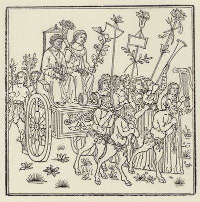 Procissão puxando uma carruagem (xilogravura) de (after) Italian School