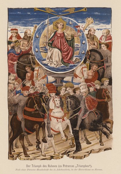 Cena de I Trionfi de Petrarca (litografia a cores) de (after) Italian School