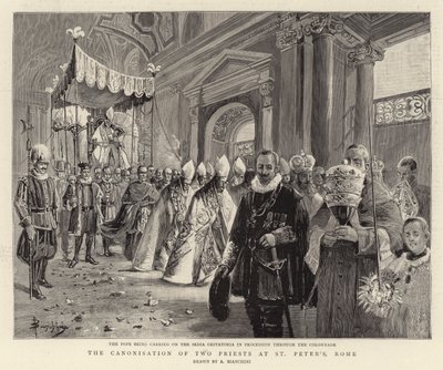 A Canonização de Dois Sacerdotes em Roma de São Pedro (gravura) de (after) Italian School