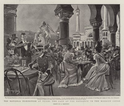 A Exposição Nacional em Turim, o Café na Entrada da Corte Moura (litho) de (after) Italian School