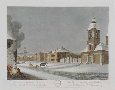 Vista do Arsenal e da Fundição em São Petersburgo, ilustração para dezembro de 