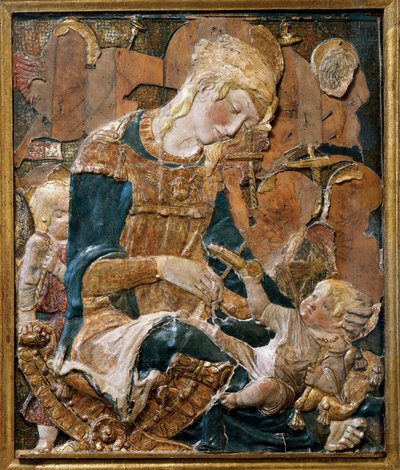 Madonna e Child, alívio básico (terracota) de (attr. to) Donatello