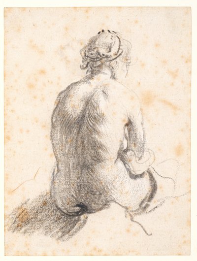 Estudo de um nu feminino (grafite sobre papel) de (attr. to) Rembrandt Harmensz. van Rijn