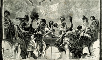 Assunção da Virgem, detalhe do fresco de Correggio (1489-1534), cúpula da Catedral de Parma, Emilia Romagna, Itália, talha de Le cento citta d