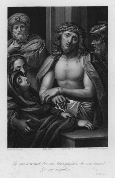 Cristo coroado com Espinhos, Isaías LIII, 5 (gravura) de (c.1489 1534) (after) Correggio