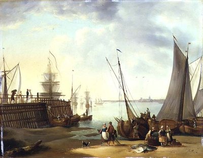 Cena de navegação holandesa de (fl.1860) W.W.