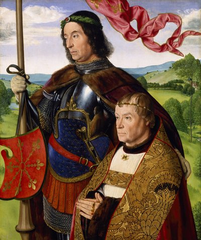 São Maurício (ou São Victor) com um doador, c.1500-05 (óleo sobre painel) de (fl.c.1483 c.1529) Master of Moulins