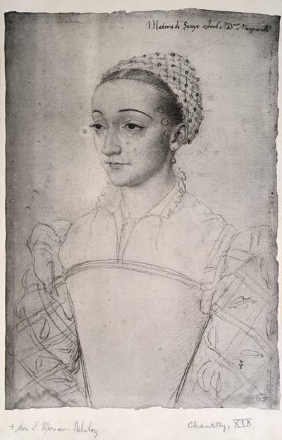 Marguerite de France (1523-74) (lápis sobre papel) de (studio of) Clouet