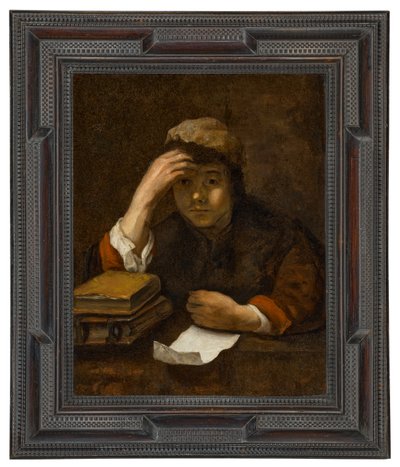 Um rapaz a ler (óleo sobre tela) de (studio of) Rembrandt Harmensz. van Rijn