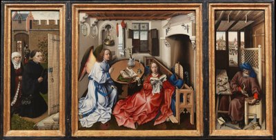 Tríptico da Anunciação (Retábulo de Merode), c.1427-32 (óleo sobre carvalho) de 13758 1444 Master of Flemalle