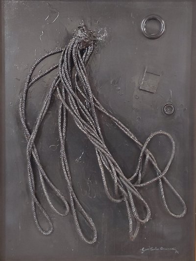 G. C. Riccardi, Combustione n. 3, 1990, Técnica mista sobre tela, 60x80, Arpino, Fundação Umberto Mastroianni, Itália. de Gian Carlo Riccardi