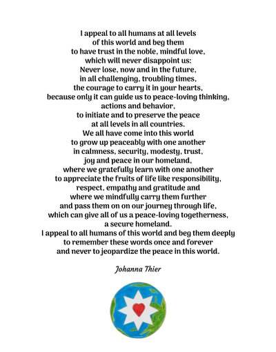 Mensagem de Paz com a Estrela da Nobreza, Amor Consciente para todos os Humanos deste Mundo de Johanna Thier