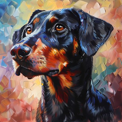 Pintura abstrata de um cão Rhodesian Ridgeback, decoração animal, impressões de arte para parede de F. Abderrahim