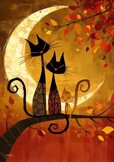 Retrato de família de gatos, emoldurado, impressão personalizada a pedido de F. Abderrahim