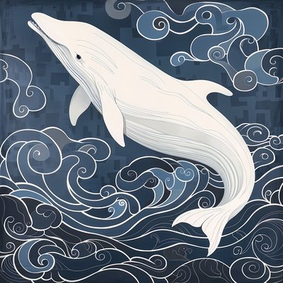 Golfinho num fundo azul surrealista, decoração de parede náutica, impressões artísticas personalizadas de F. Abderrahim