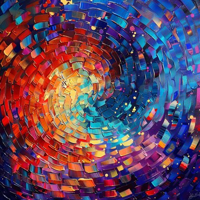 Arte abstrata com cores de tinta acrílica para impressões de arte de parede com moldura online de F. Abderrahim