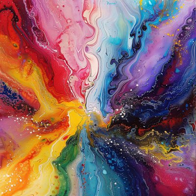 Arte abstrata com cores de tinta acrílica sobre tela impressões de arte para decoração de parede de F. Abderrahim