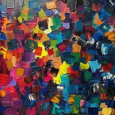 Pintura a óleo de arte contemporânea com textura colorida e brilhante para pendurar na parede de F. Abderrahim