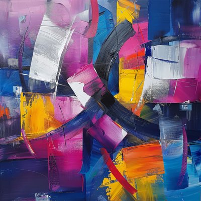 Pinceladas abstractas com cores vivas e brilhantes para a decoração da sala de estar de F. Abderrahim